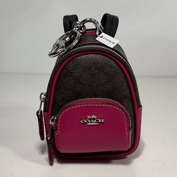 Coach Handbags - Coach Mini Court Signature Logo Leather Tiny Backpack Keychain / New
